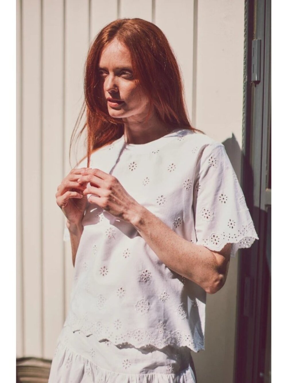 Leallo Eyelet Blouse White Size XS